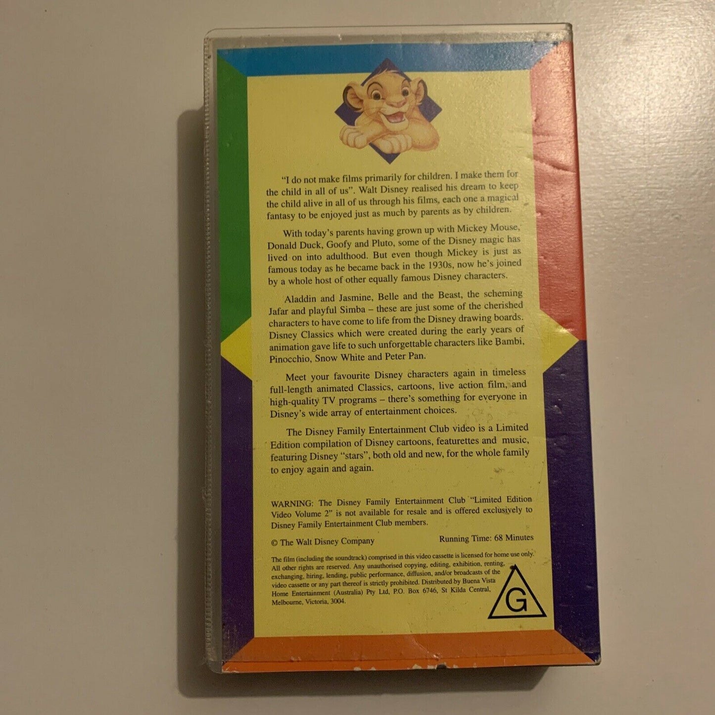 Disney Family Entertainment Club - Limited Edition Video Vol 2 VHS PAL