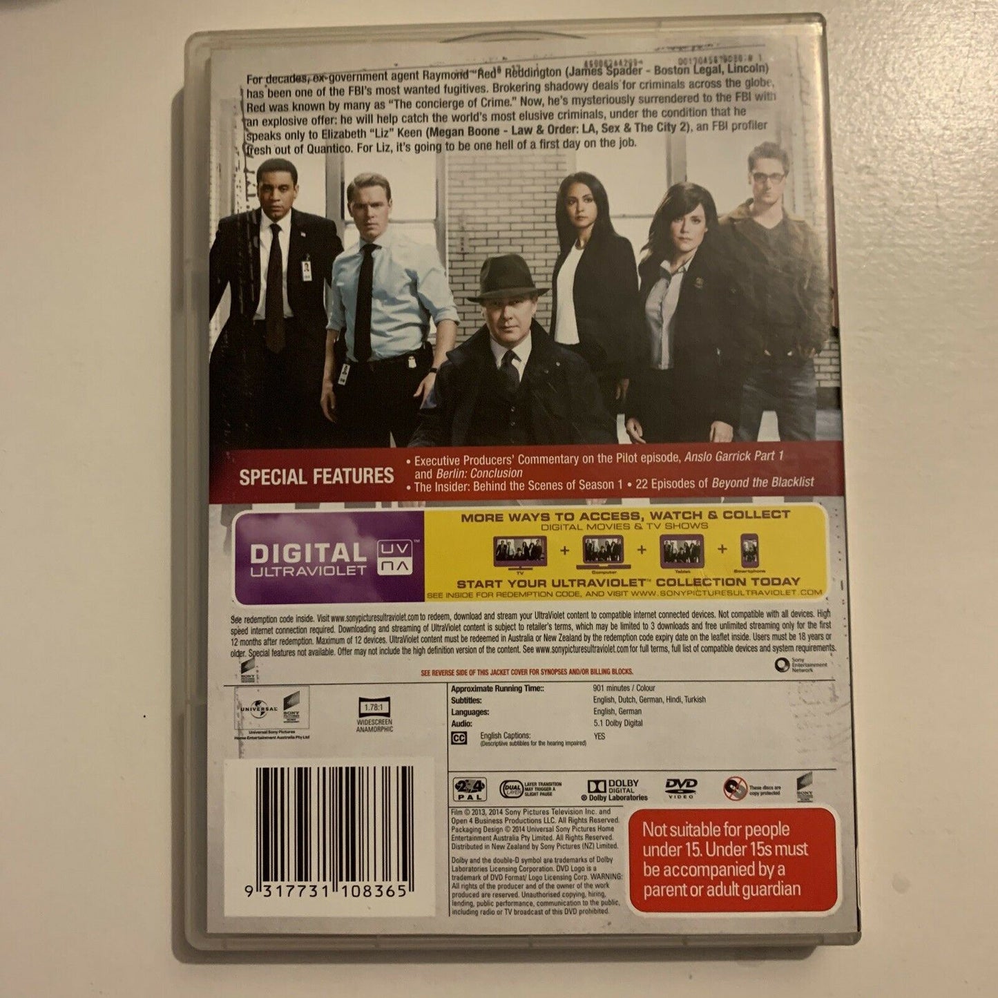 The Blacklist : Season 1 (DVD, 2014, 6-Disc Set) James Spader. Region 4&2