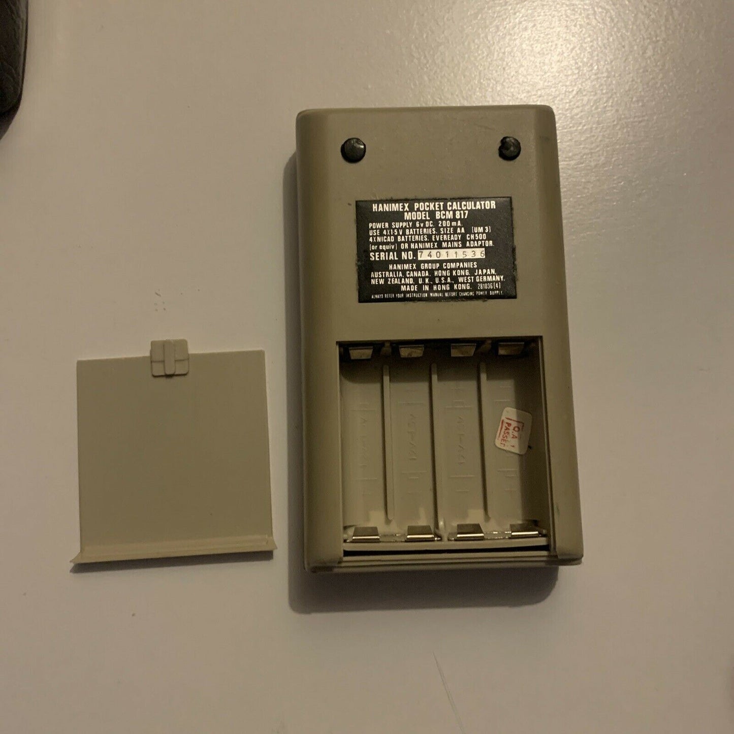 Vintage Hanimex Pocket Calculator Model BCM 817 With Manual