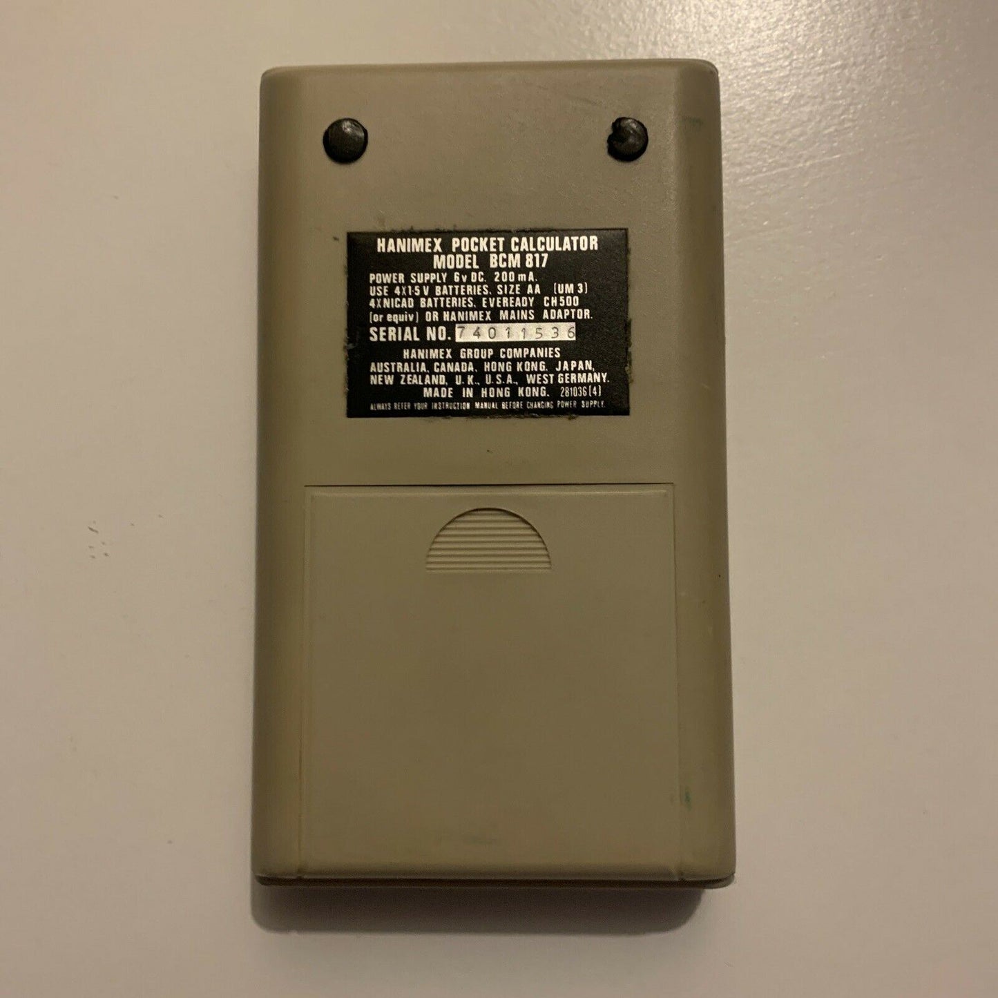 Vintage Hanimex Pocket Calculator Model BCM 817 With Manual