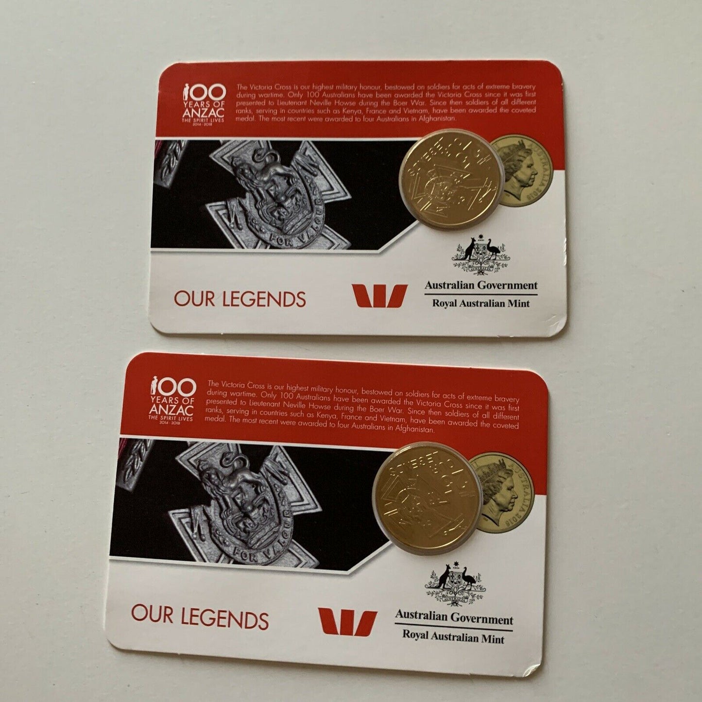 2x 2016 - ANZAC to Afghanistan - Official Coin 25c Legends Coin