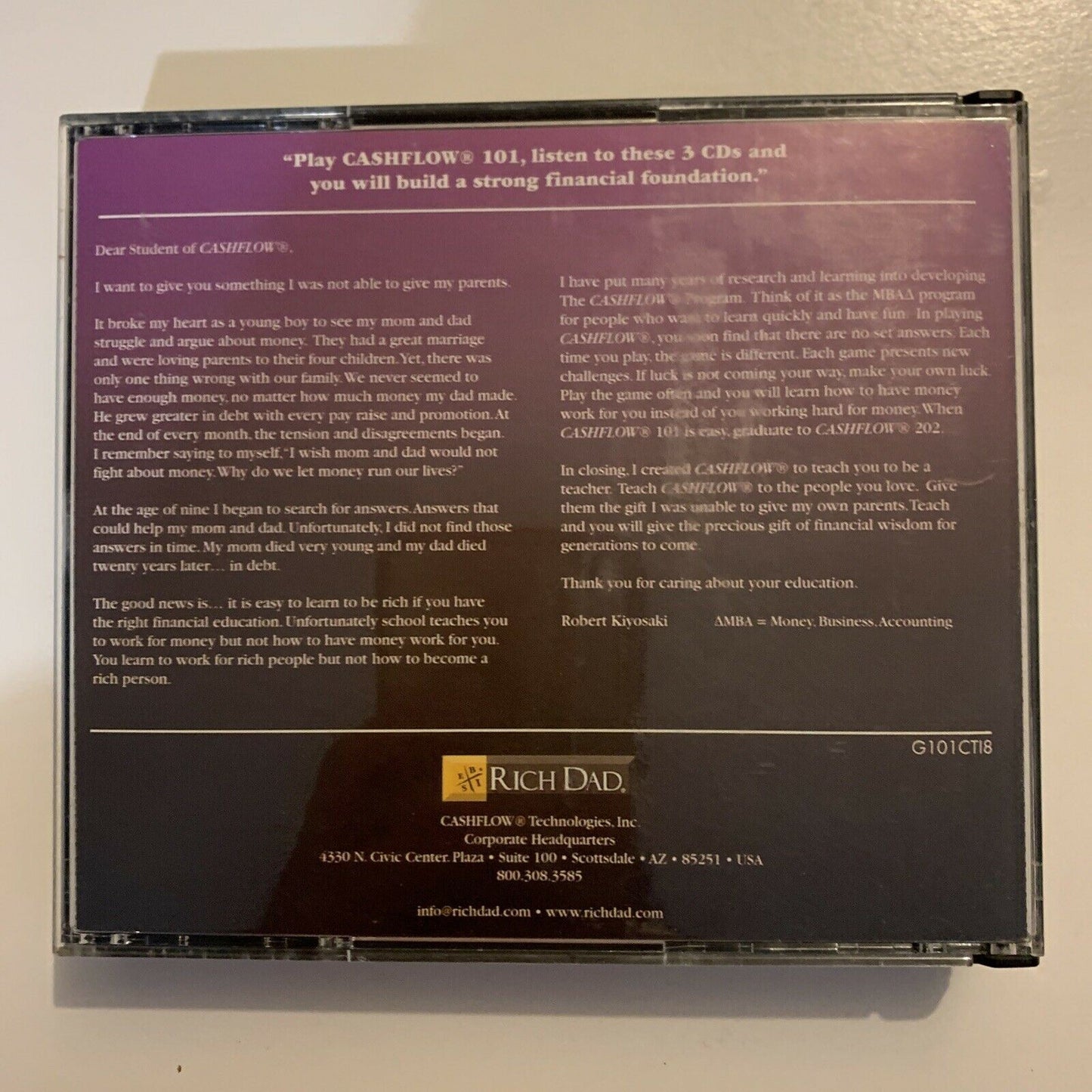 It's Easy To Be Rich - Rich Dad - Robert Kiyosaki (CD, 2007) Game Not Included
