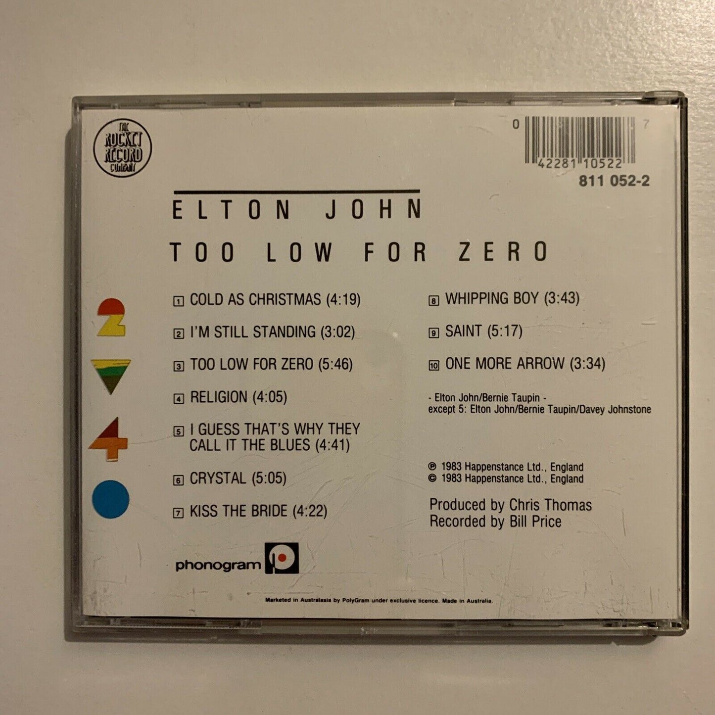 Elton John ‎– Too Low For Zero (CD, 1983)