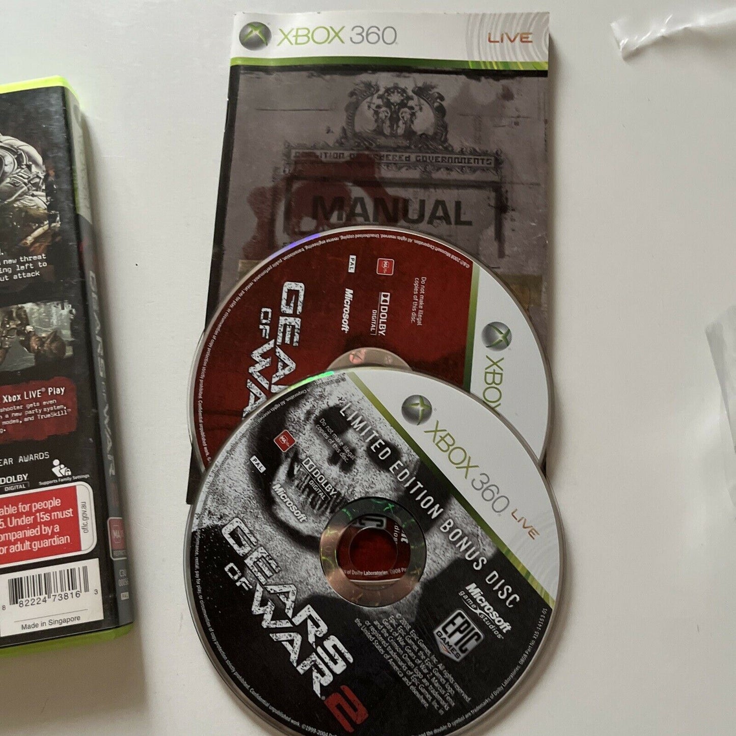Gears of War 2 With Limited Edition Bonus Disc Microsoft Xbox 360 PAL Manual