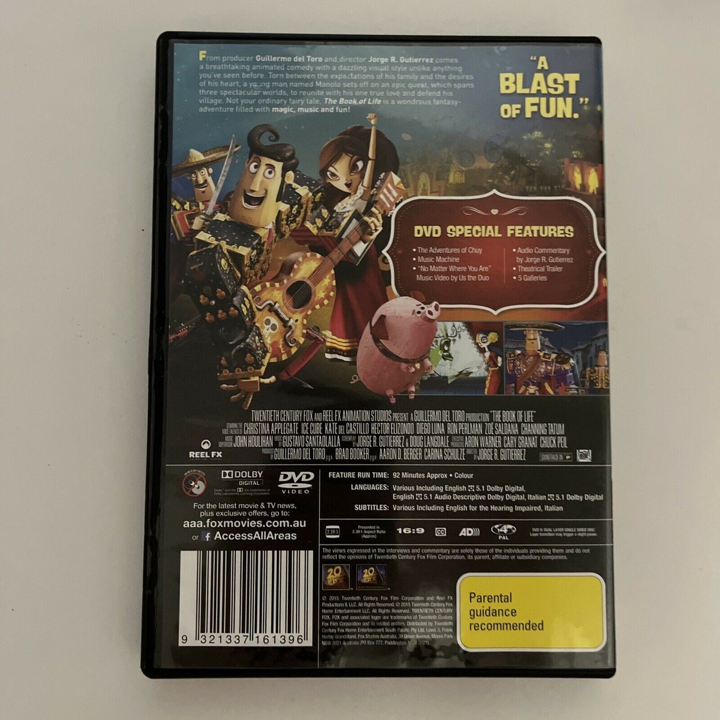 The Book Of Life (DVD, 2015) Guillermo del Toro Region 4