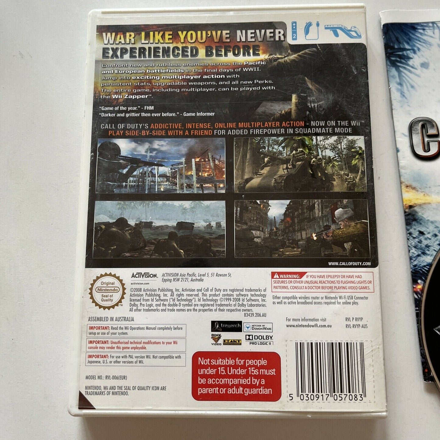 Call of Duty: World at War - Nintendo Wii With Manual PAL