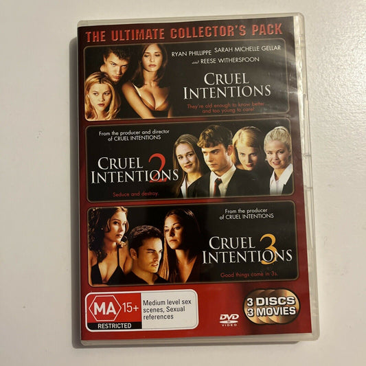 Cruel Intentions 1,2,3 (DVD, 2005, 3-Disc) Reese Witherspoon. Region 4