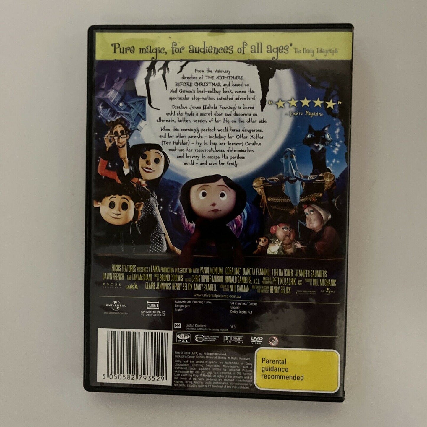 Coraline (DVD, 2010) Neil Gaimans, Dakota Fanning. Region 4