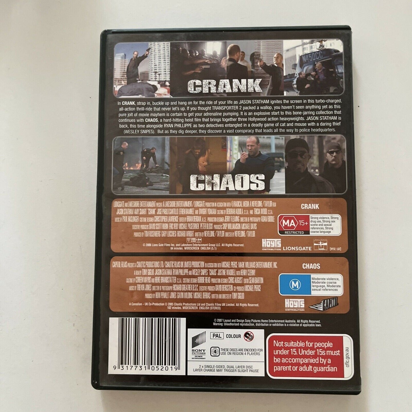 Jason Statham: Crank / Chaos (DVD, 2006, 2-Disc) Region 4