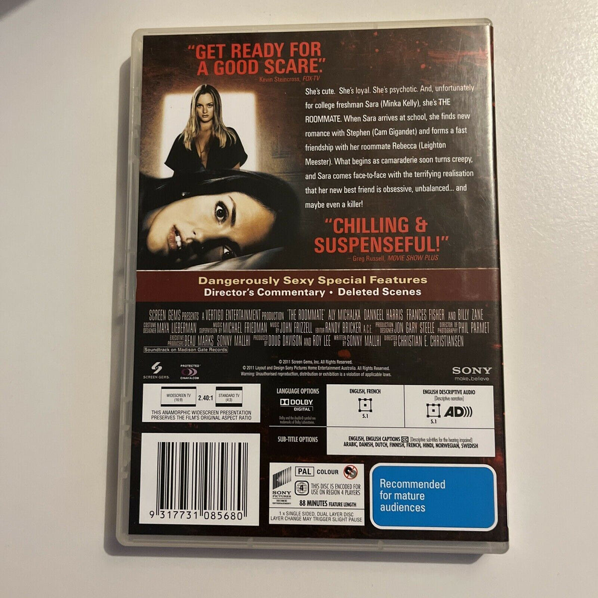 The Roommate (DVD, 2011)  Minka Kelly, Leighton Meester. Region 4