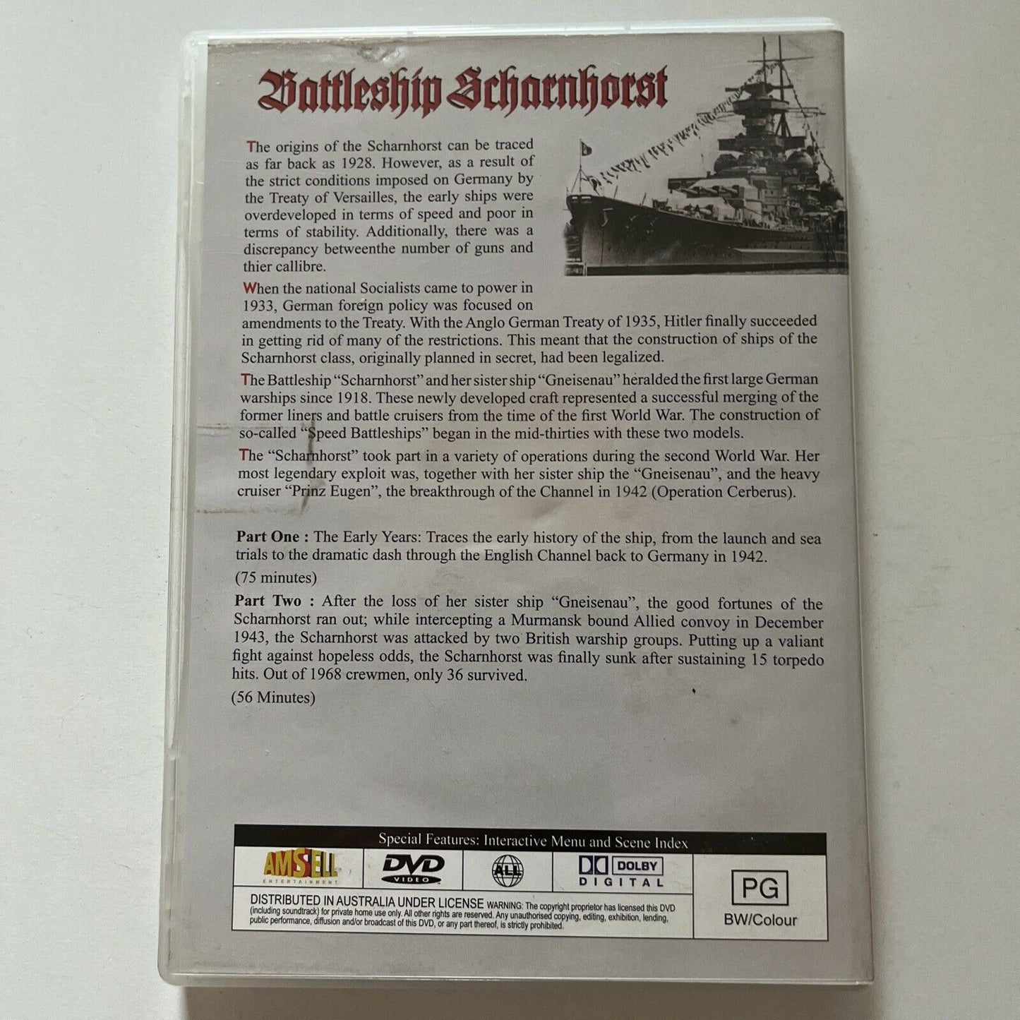 Battleship Scharnhorst (DVD) Battleship Documentary. All Regions