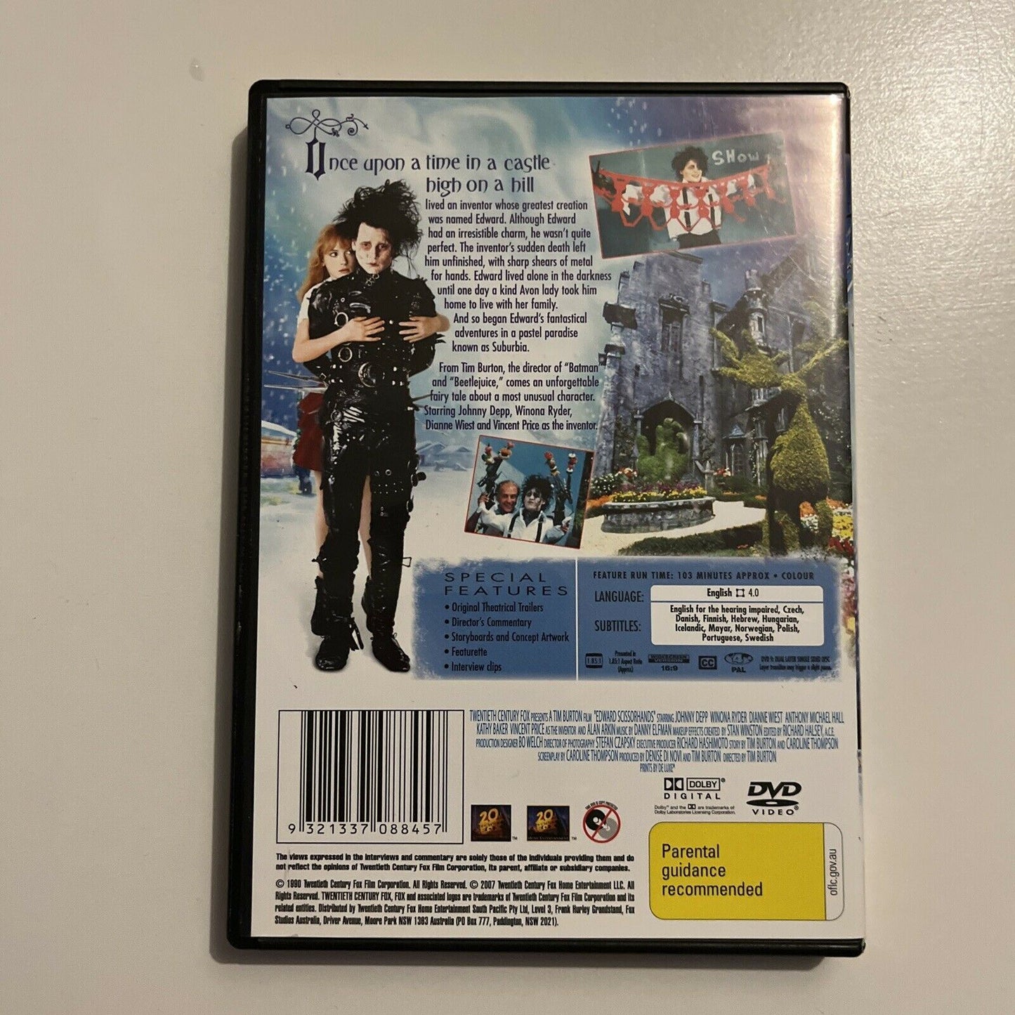 Edward Scissorhands (DVD, 1990) Johnny Depp. Region 4