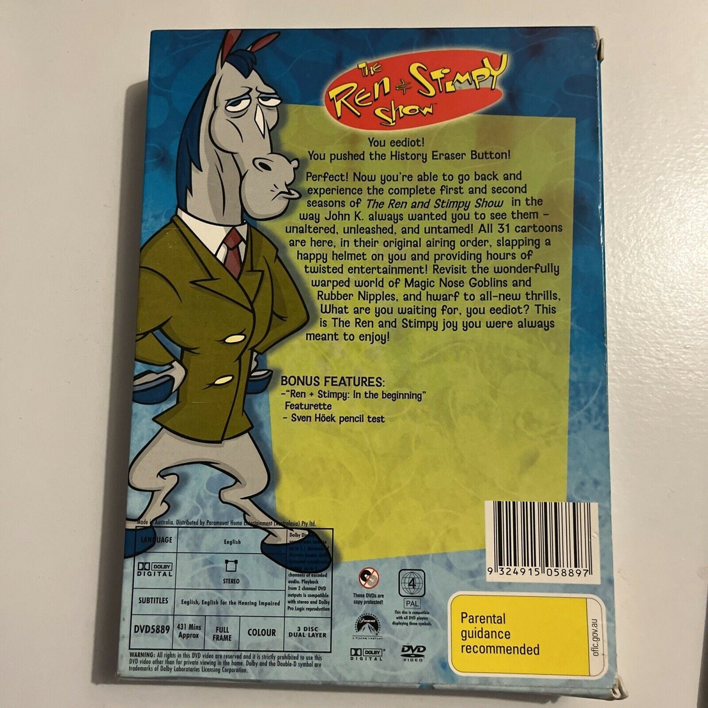 The Ren & Stimpy Show Unleashed: Season 1-2 (DVD, 1993, 3-Disc) Region 4