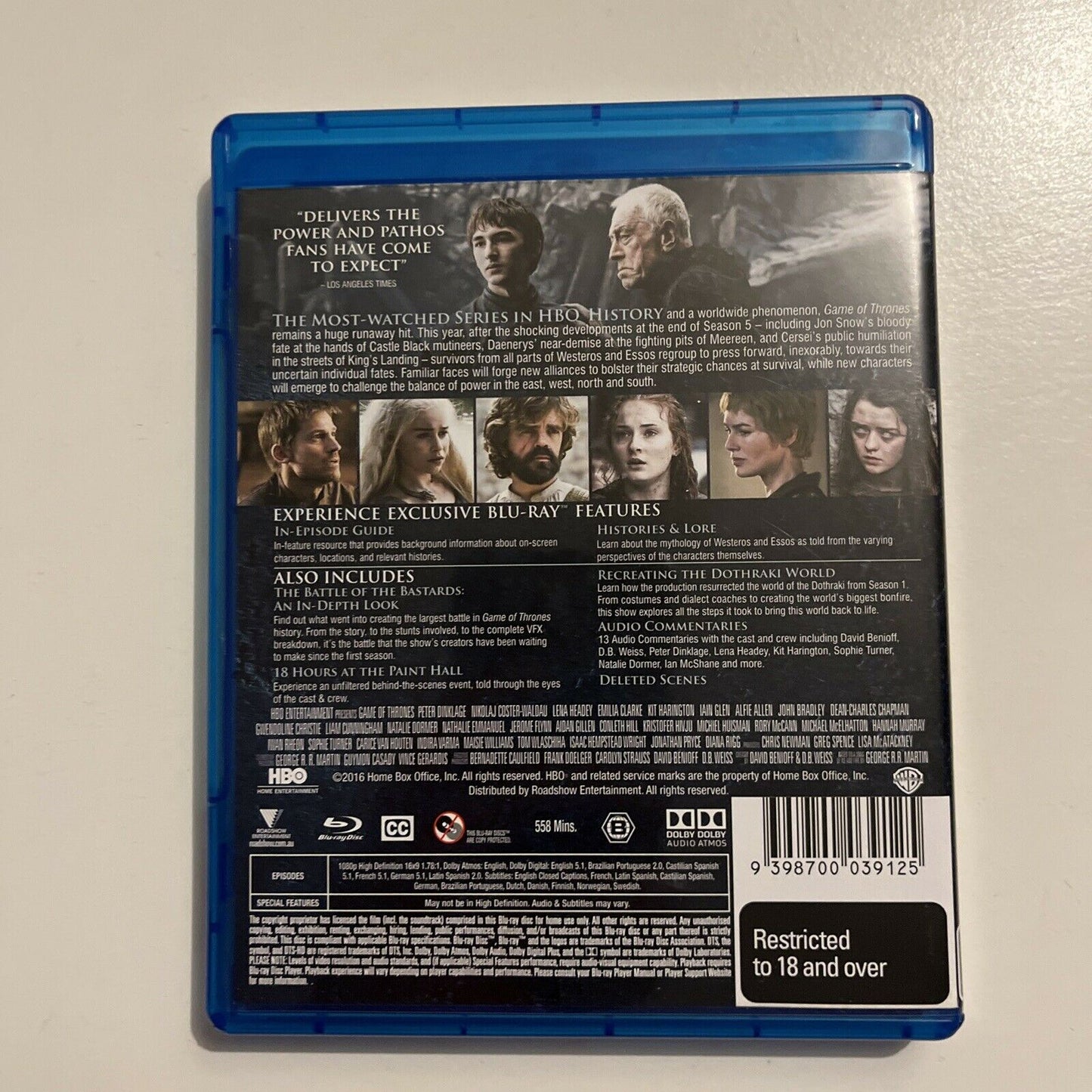 Game Of Thrones : Season 6 (Bluray, 2016, 4-Disc) Region B