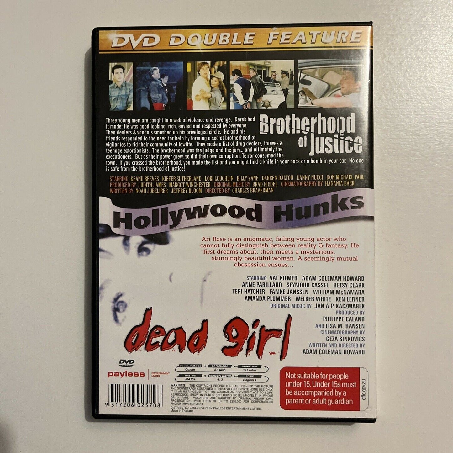 Brotherhood of Justice / Dead Girl (DVD) Keanu Reeves, Val Kilmer. Region 4