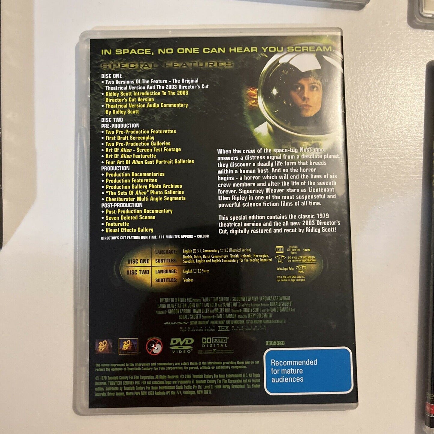 Alien Quadrilogy: Alien / Aliens / Aliens 3 / Alien Resurrection DVD Region 4