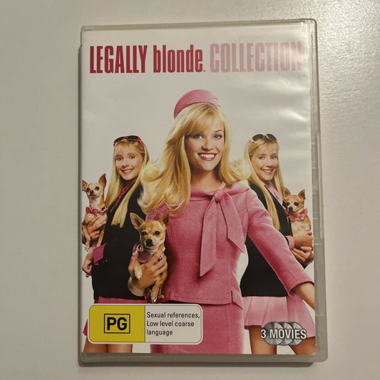 Legally Blonde Collection 1, 2 & 3 (DVD, 2008, 3-Disc) Reese Witherspoon Region4