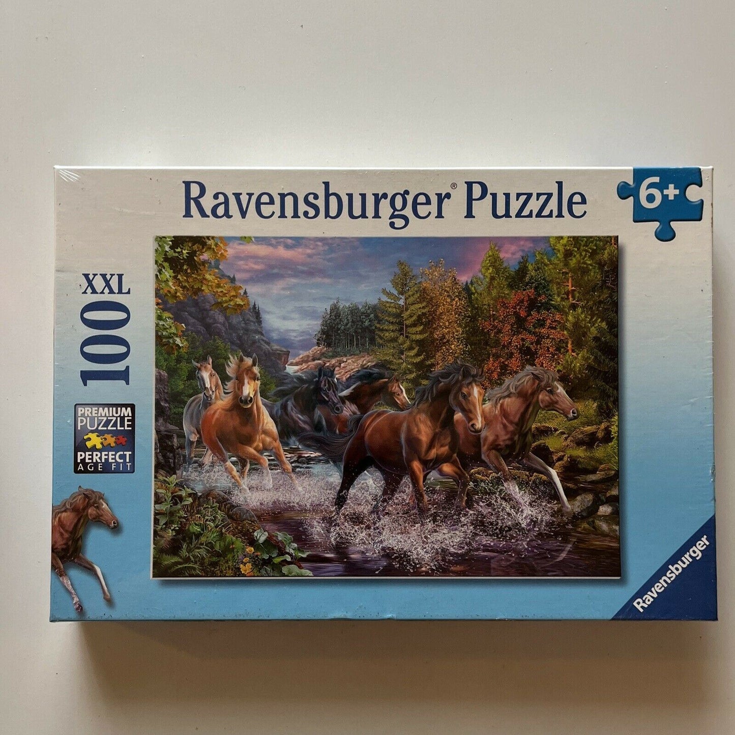 *New Sealed* Ravensburger Puzzle 100pc Rushing River Horses 0403-1