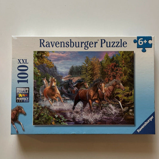 *New Sealed* Ravensburger Puzzle 100pc Rushing River Horses 0403-1