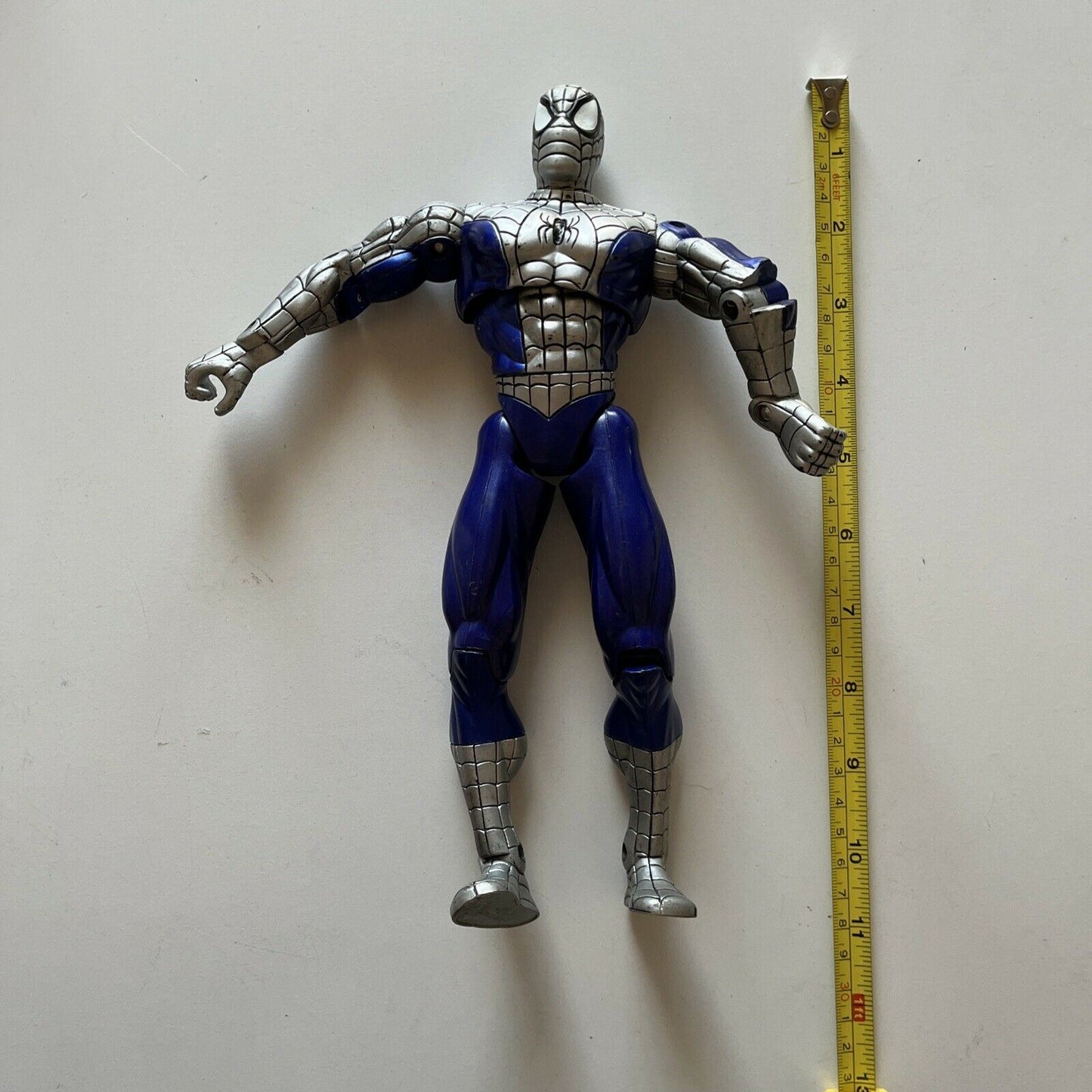 Spider Man Blue Silver Action Figure 11"  Marvel 2000