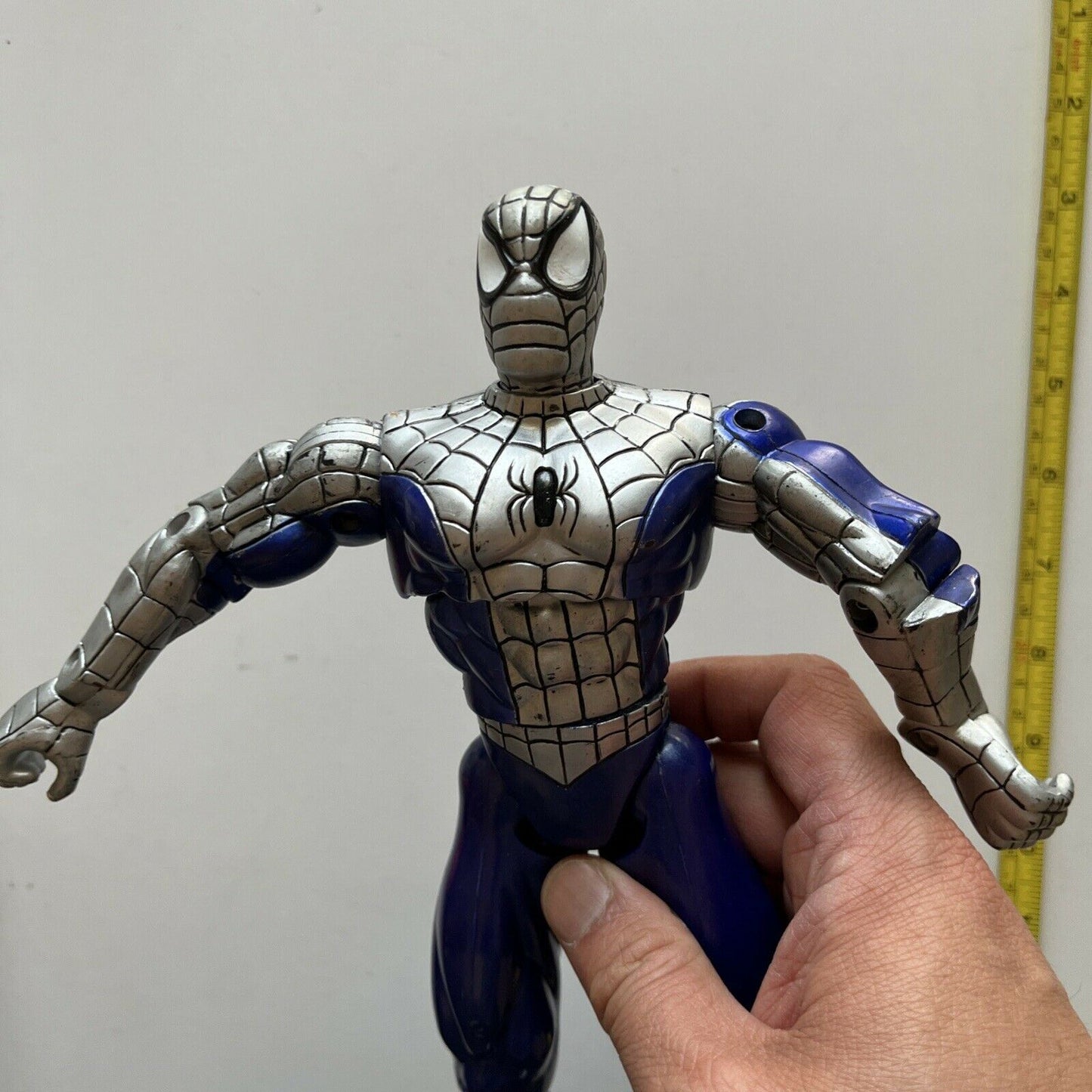 Spider Man Blue Silver Action Figure 11"  Marvel 2000