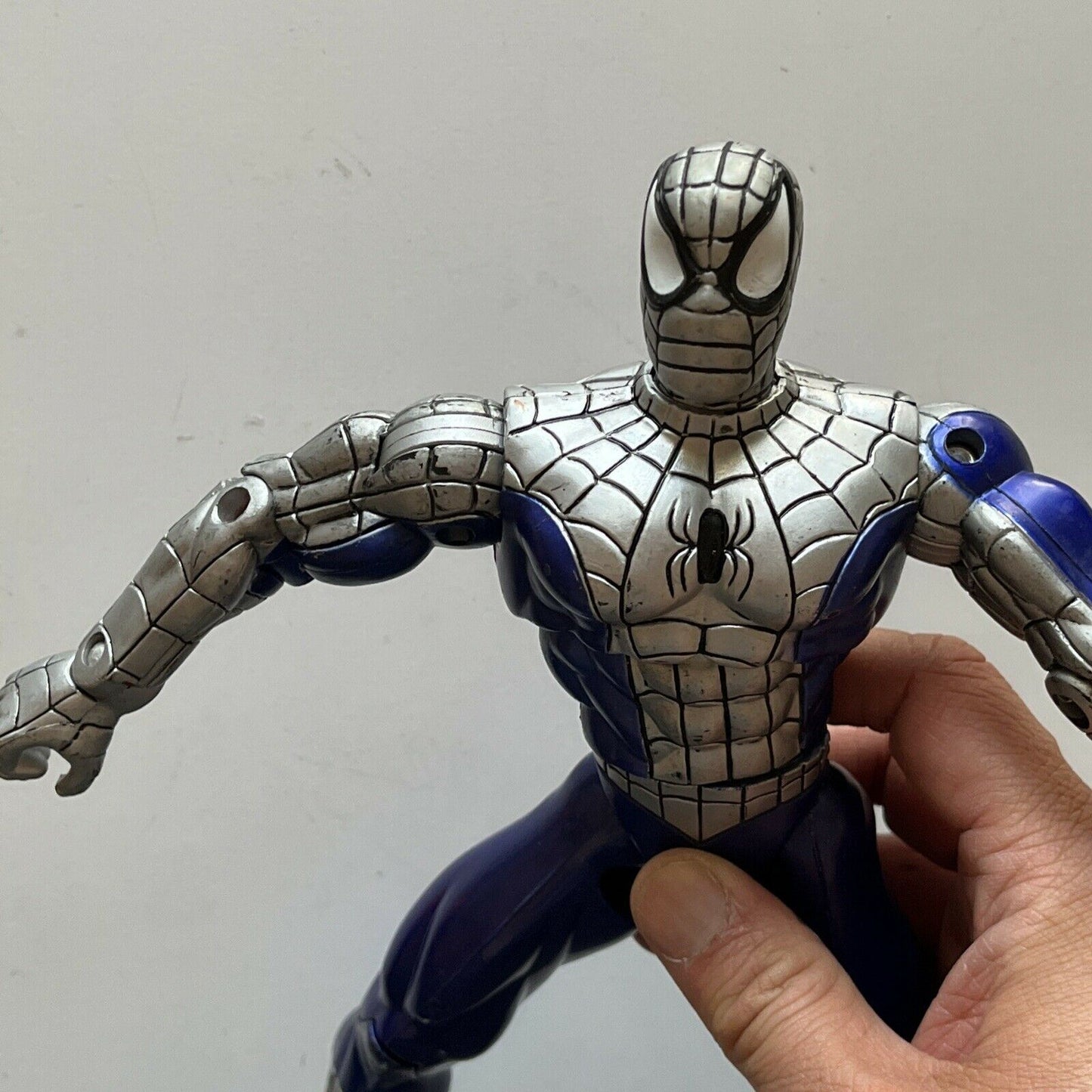 Spider Man Blue Silver Action Figure 11"  Marvel 2000