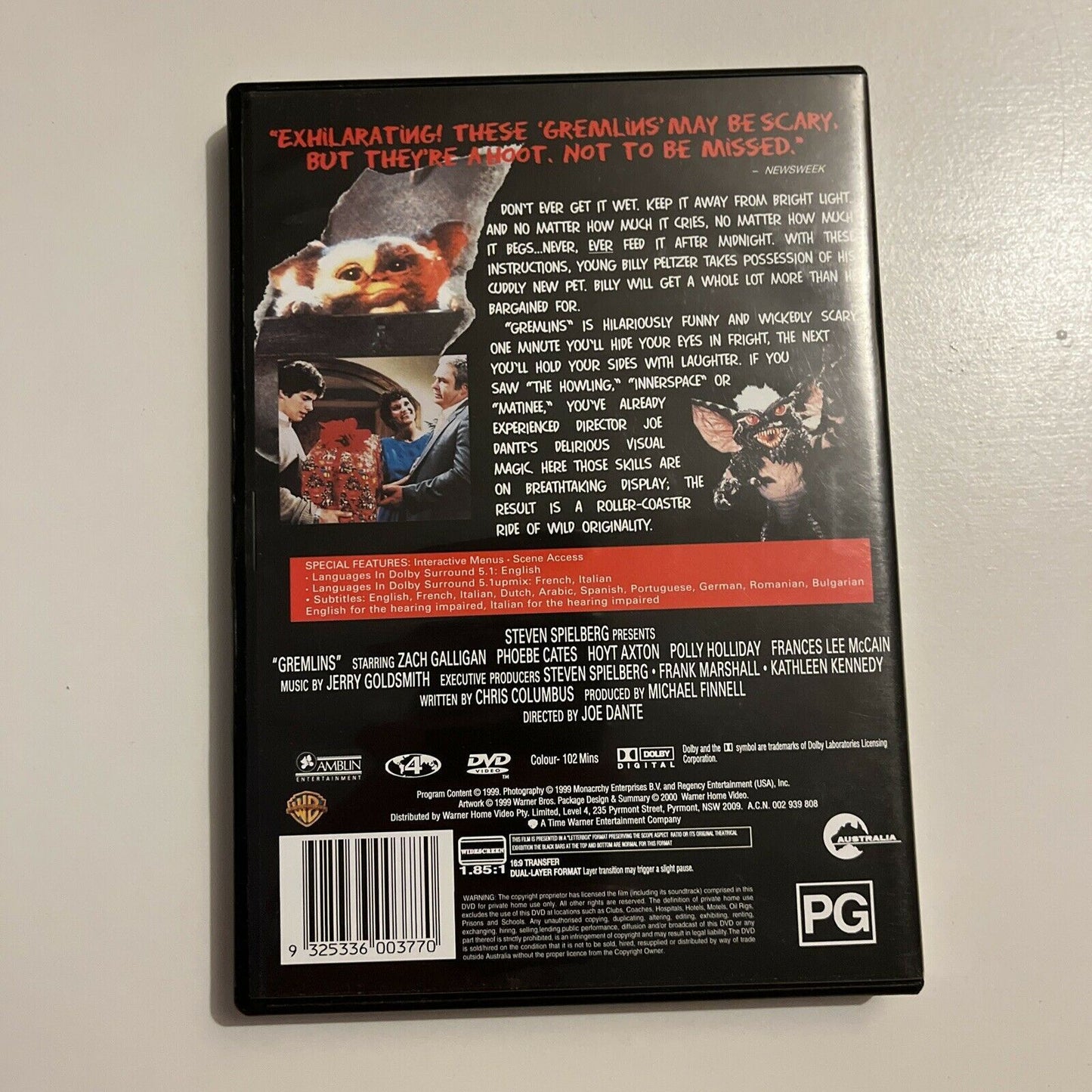 Gremlins (DVD, 1984) Zach Galligan,  Phoebe Cates. Region 4