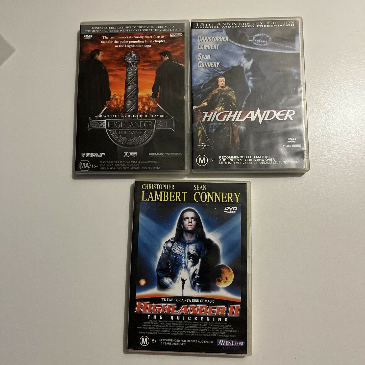 Highlander I / Highlander II / Highlander End Game (DVD) Sean Connery. Region 4