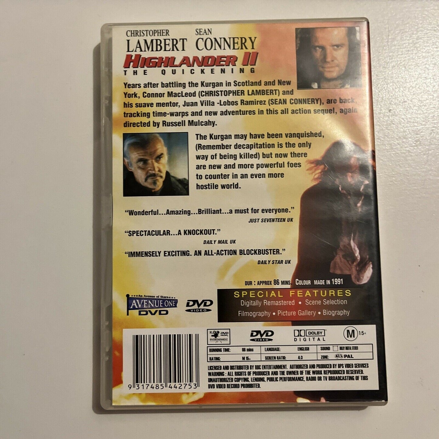 Highlander I / Highlander II / Highlander End Game (DVD) Sean Connery. Region 4