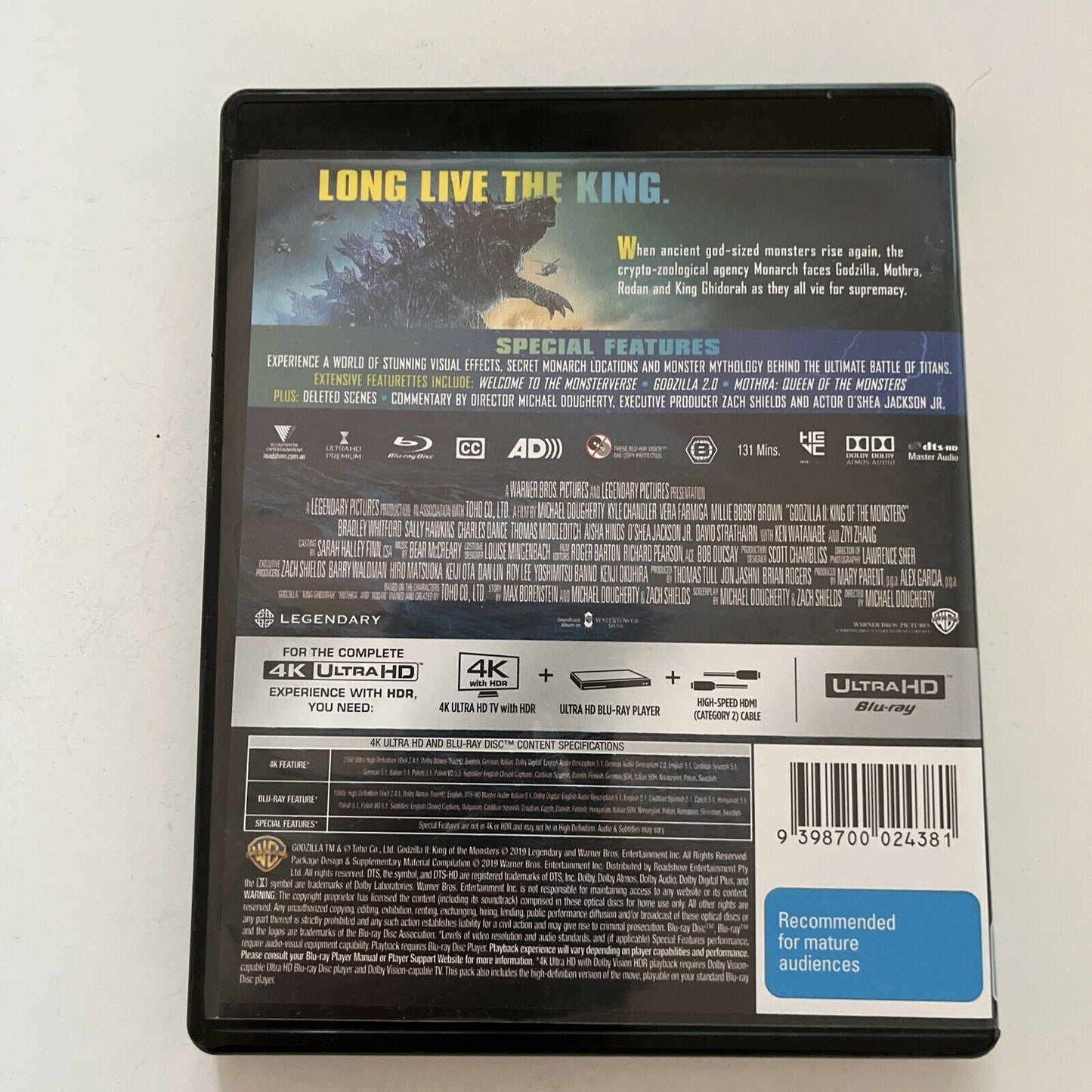 Godzilla II: King of the Monsters (4K Ultra HD + Blu-Ray, 2019) Region B