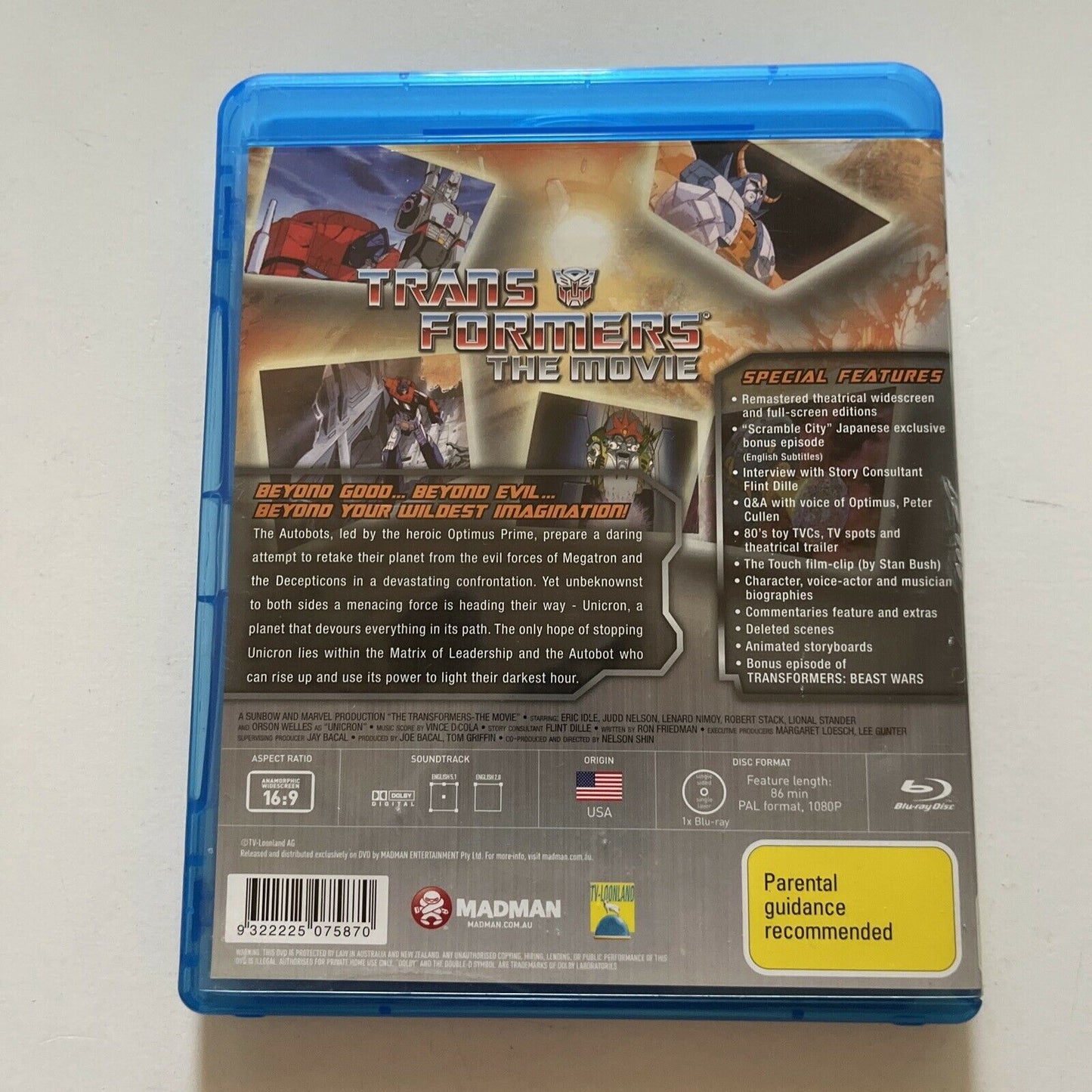 Transformers - The Animated Movie (Blu-ray, 1986) Orson Welles. Region B