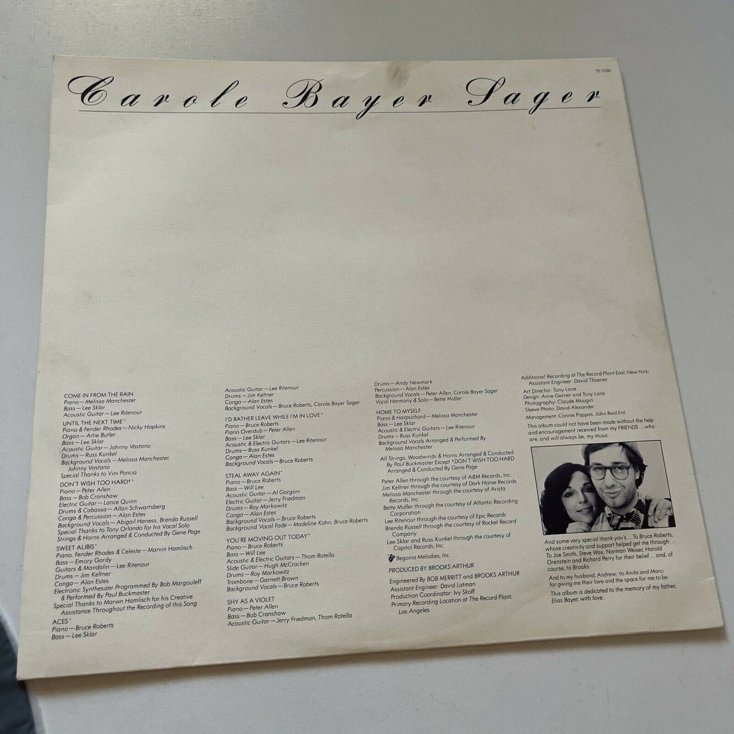 Carole Bayer Sager by Carole Bayer Sager Vinyl 1977 Elektra Records 7E-1100