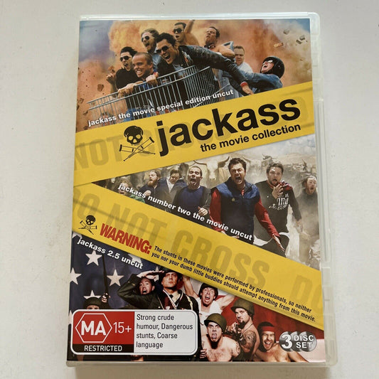 Jackass The Movie Collection: 1, 2, 2.5  (DVD, 2009, 3-Disc) Region 4