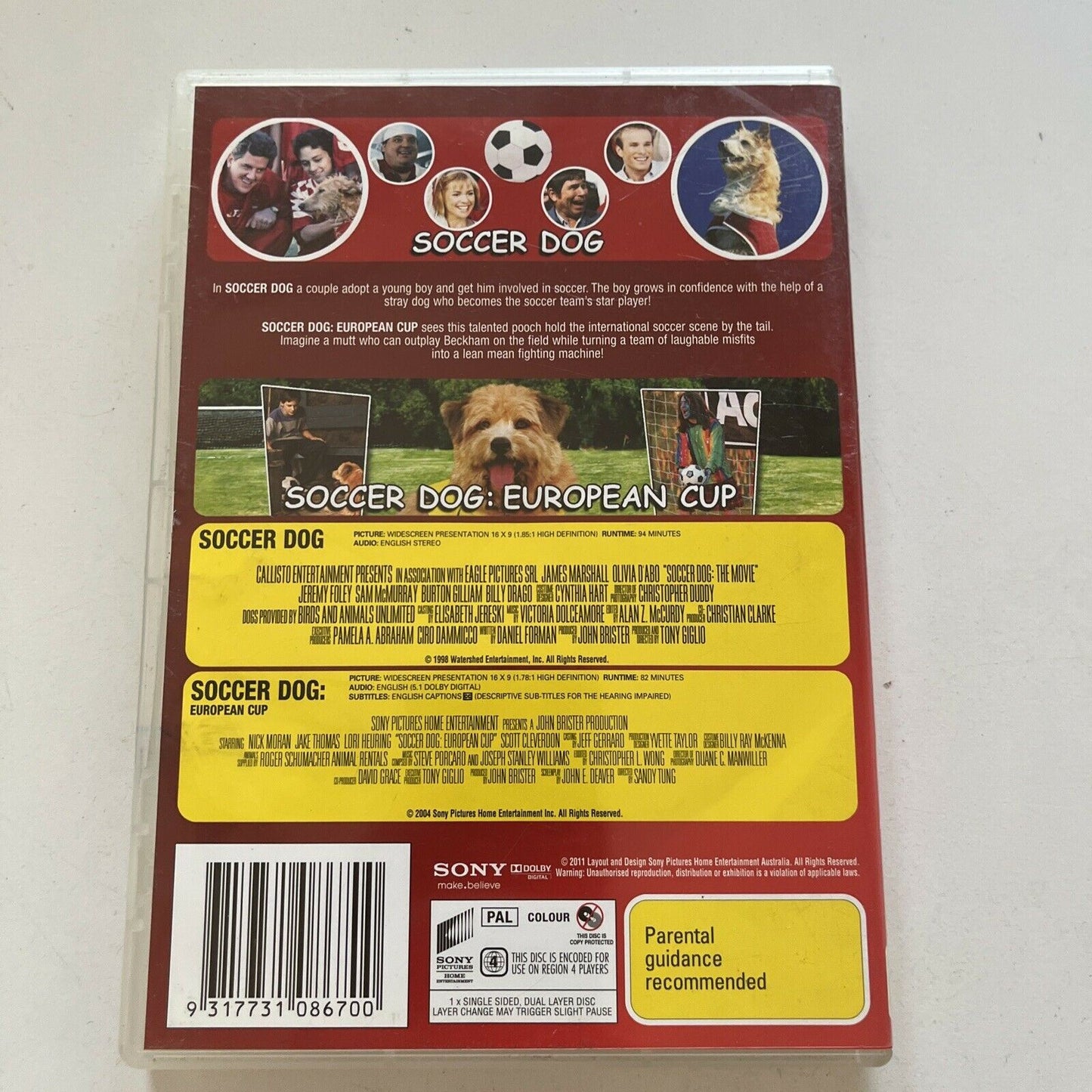 Soccer Dog - The Movie  / Soccer Dog - European Cup (DVD, 2004) Region 4