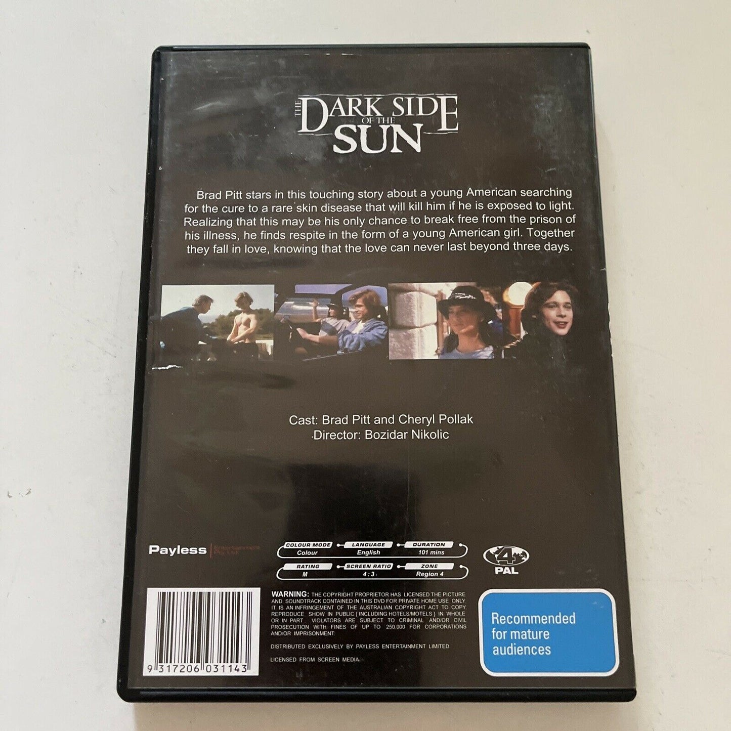 Dark Side Of The Sun (DVD, 1988) Brad Pitt. Region 4