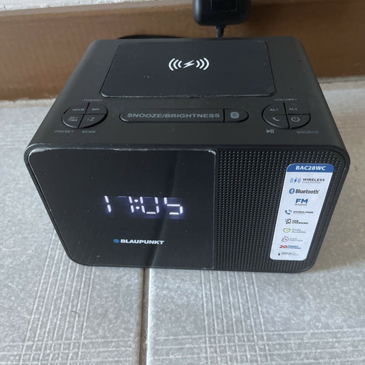 Blaupunkt BAC28WC Bluetooth Alarm Clock Radio with Qi Wireless Charging FM Radio