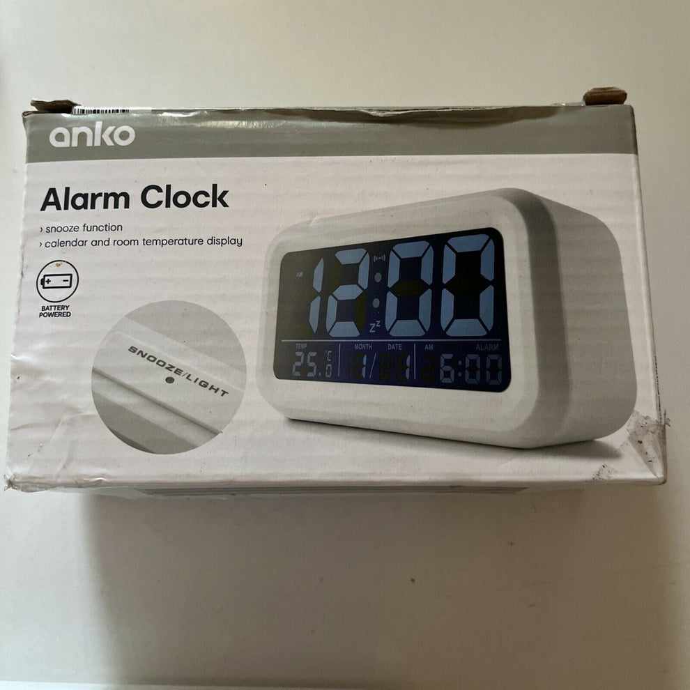 Anko Alarm Clock Calender And Temperature Display Retro Unit