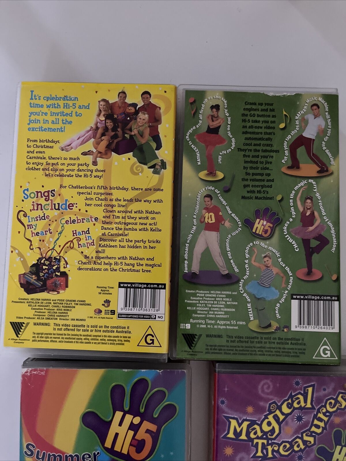 4x Hi-5 VHS: Summer Rainbows / Magical Treasure / Music Machine / Lets Celebrate