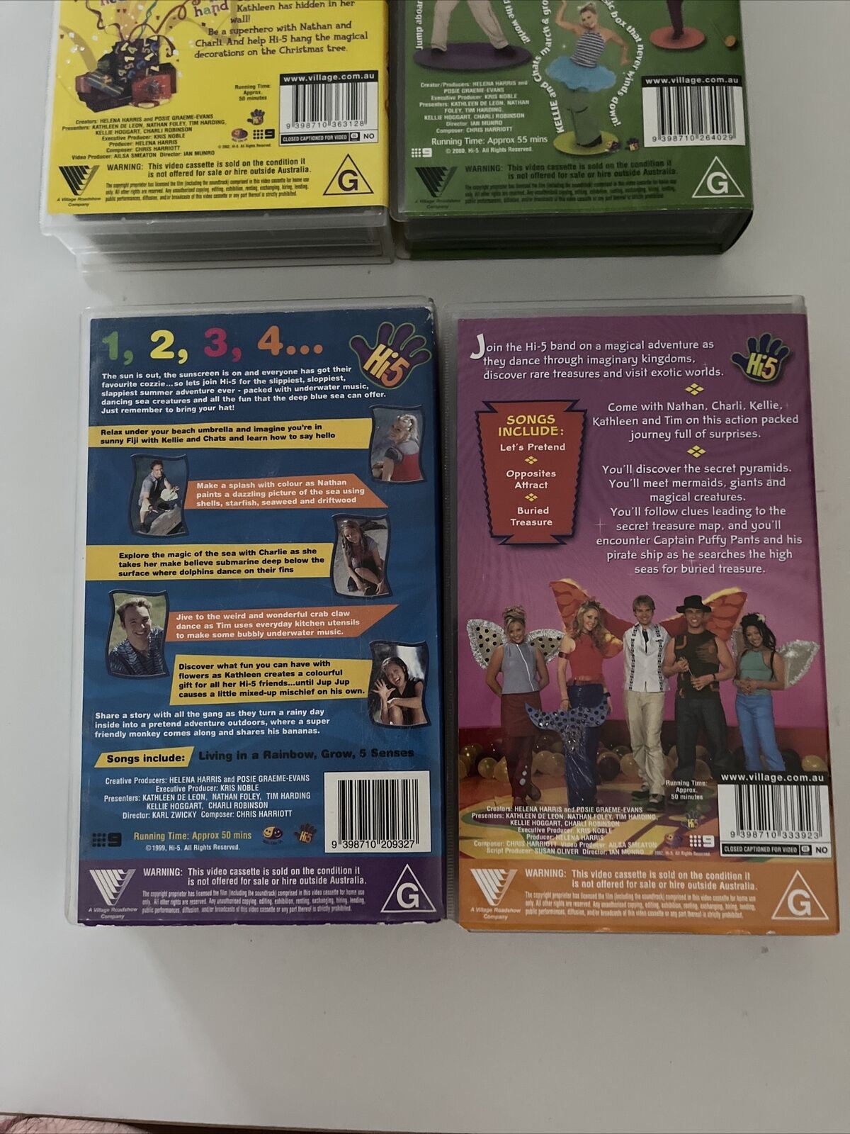 4x Hi-5 VHS: Summer Rainbows / Magical Treasure / Music Machine / Lets Celebrate