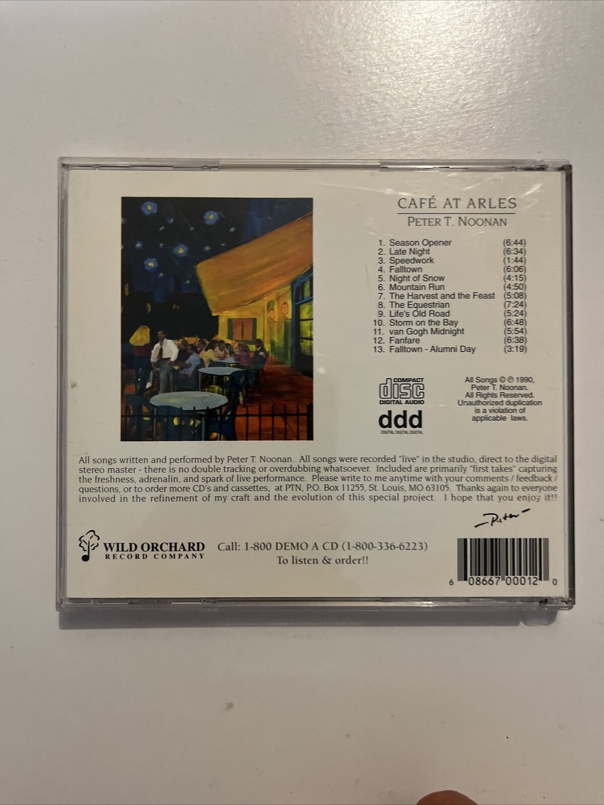 *Signed* Cafe At Arles - Peter T Noonan - Piano Solos (CD, 1990)