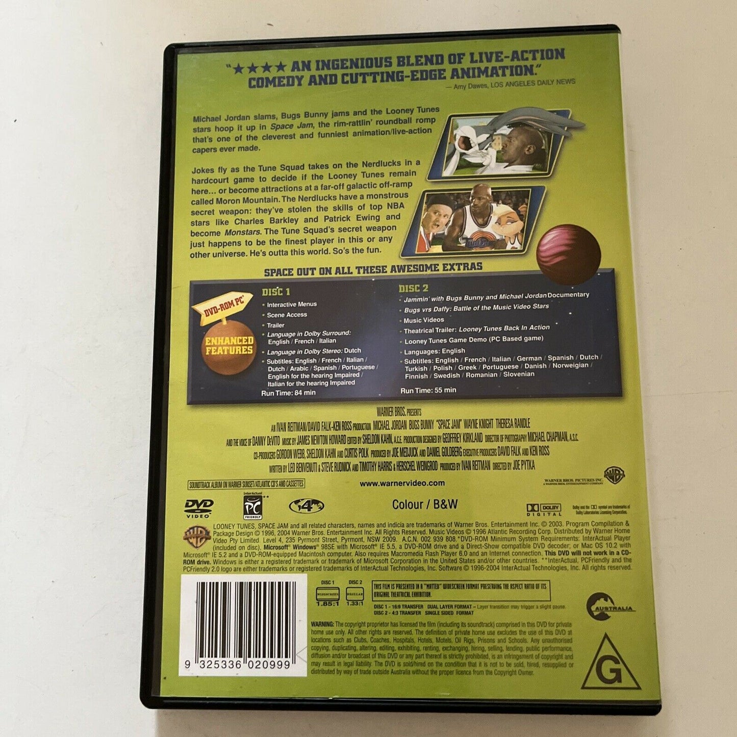 Space Jam - Special Edition (DVD, 1996, 2-Disc) Michael Jordan, Region 4