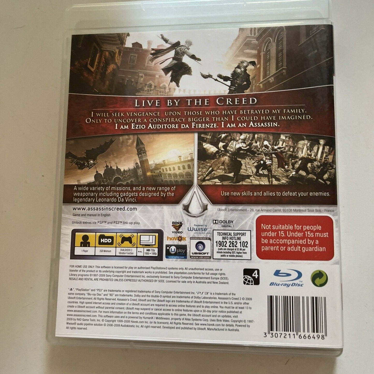 Assassin's Creed II (Sony PlayStation 3, 2009) With Manual