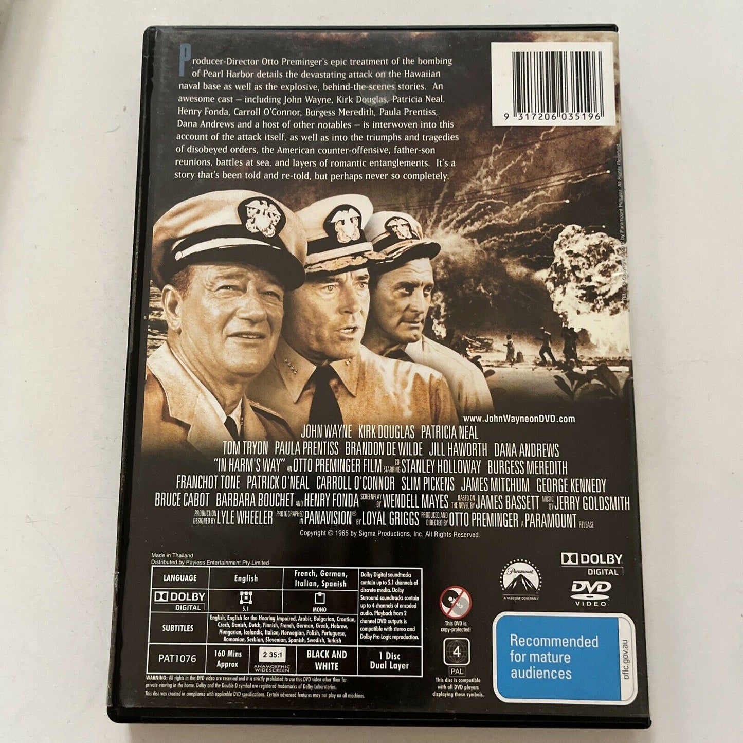 In Harm's Way (DVD, 1965) John Wayne, Kirk Douglas. Region 4