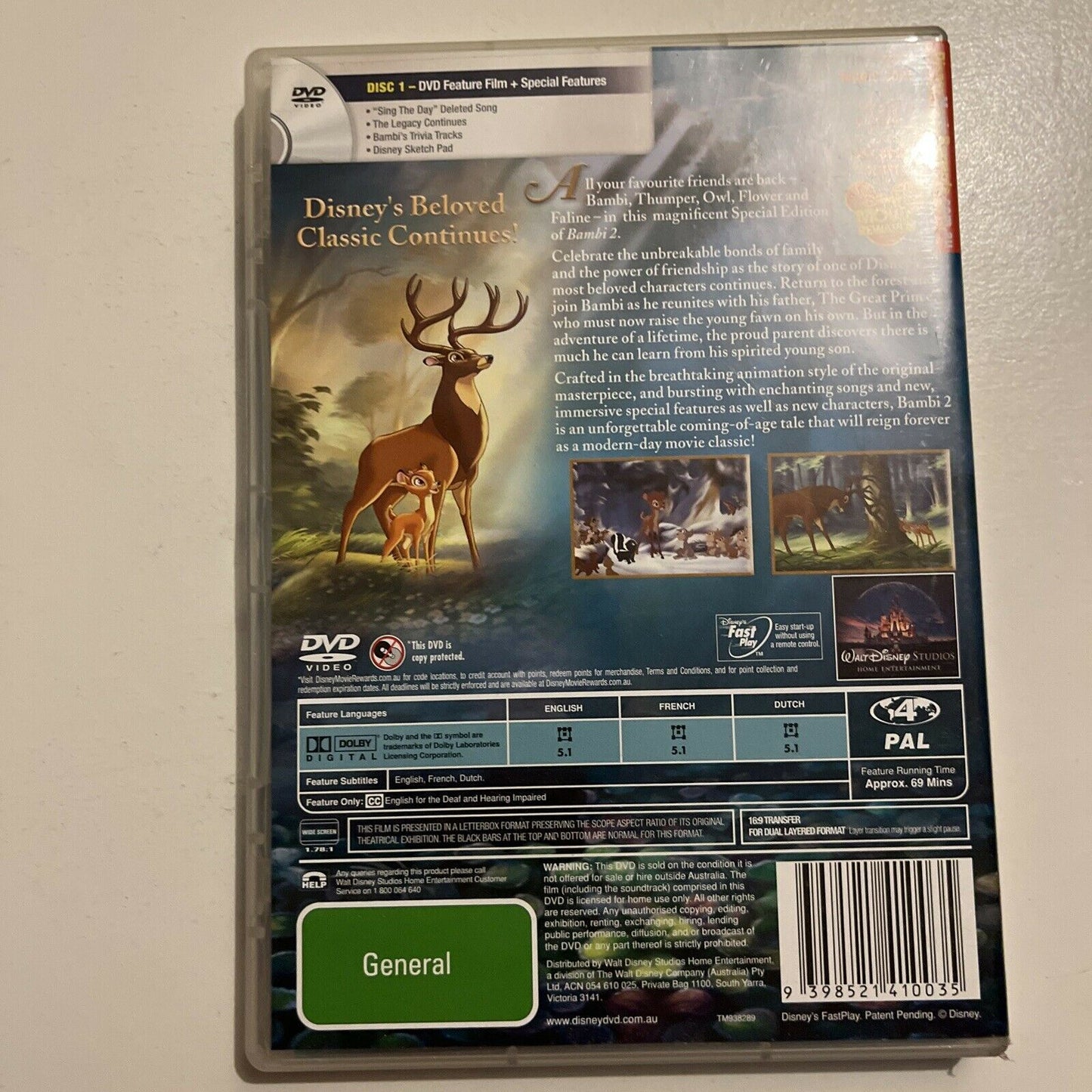 Bambi / Bambi 2 - Special Edition (DVD, 2006, 3-Disc) Region 4