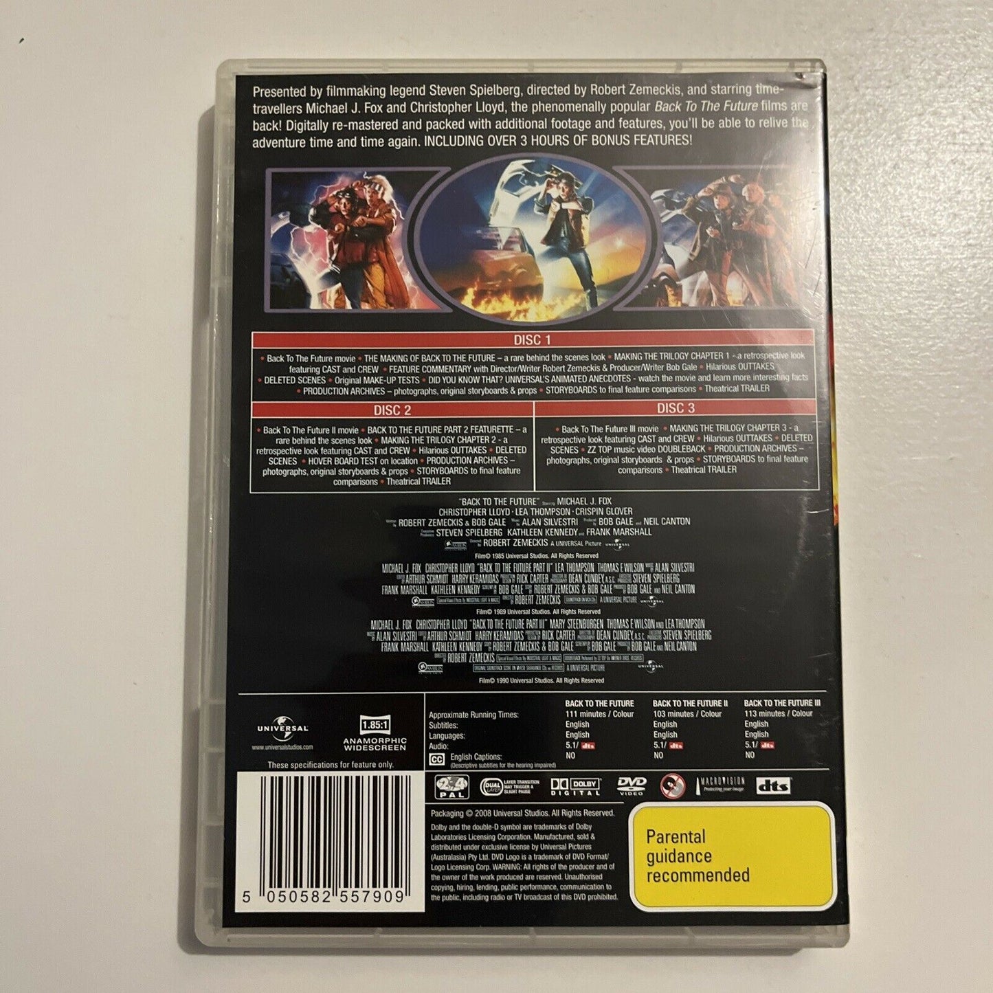 Back To The Future - The Trilogy (DVD, 1990, 3-Disc) Region 4&2