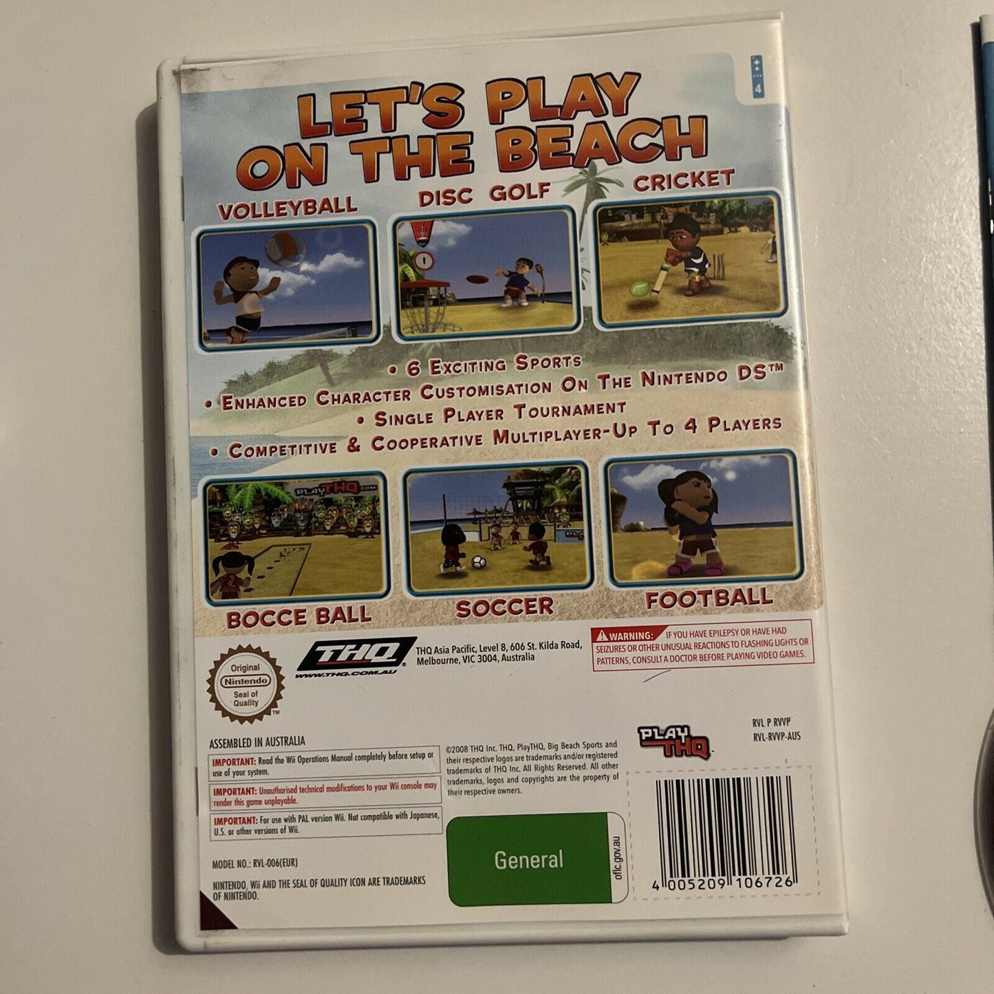 Big Beach Sports Nintendo Wii Game With Manual PAL