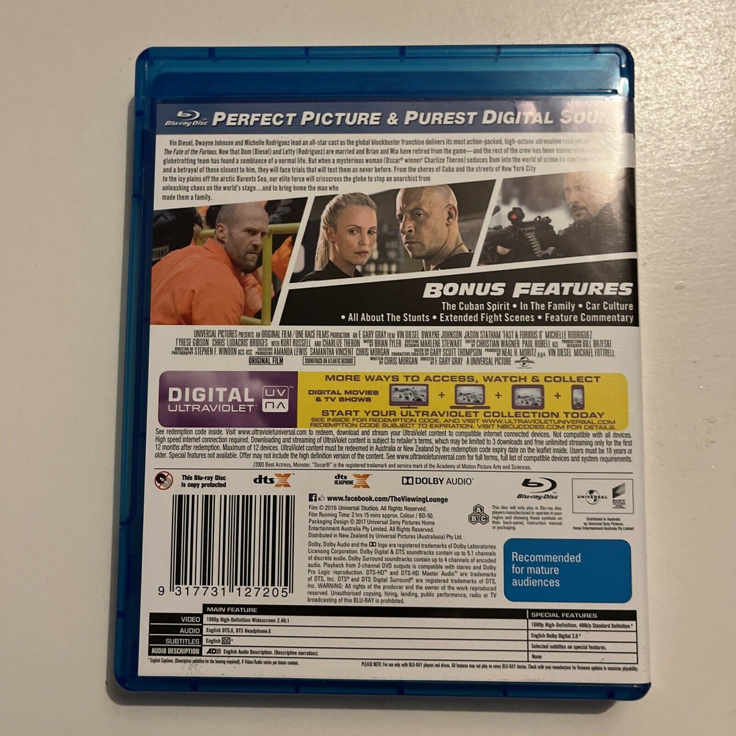 The Fate Of The Furious / Fast & Furious 7 (Blu-ray, 2019, 3-Disc) Region B