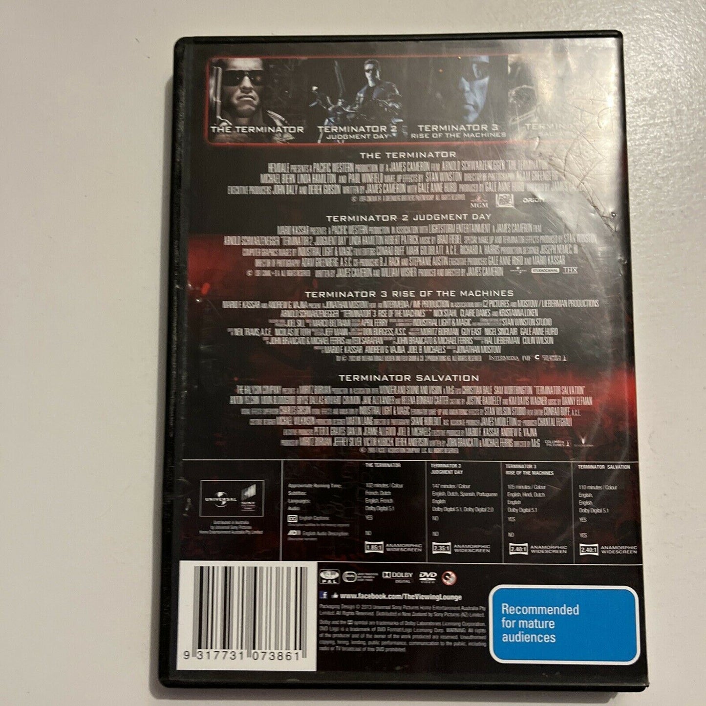 Terminator - Quadrilogy (DVD, 2009, 4-Disc Set) Region 4