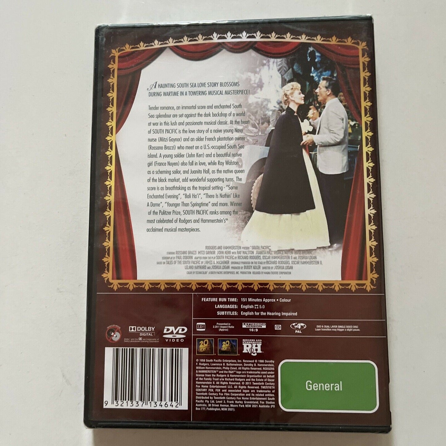 *New Sealed* Rodgers & Hammerstein's: South Pacific (DVD, 1958) Region 4
