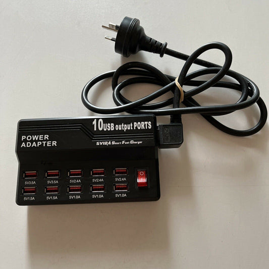 10 USB Output Port Power Adapter 5V Smart Fast Charger W-838